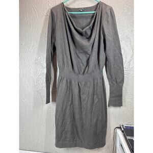 Lilla P Draped Cowl Neck Long Sleeve Above Knee Sweater Dress Size Large